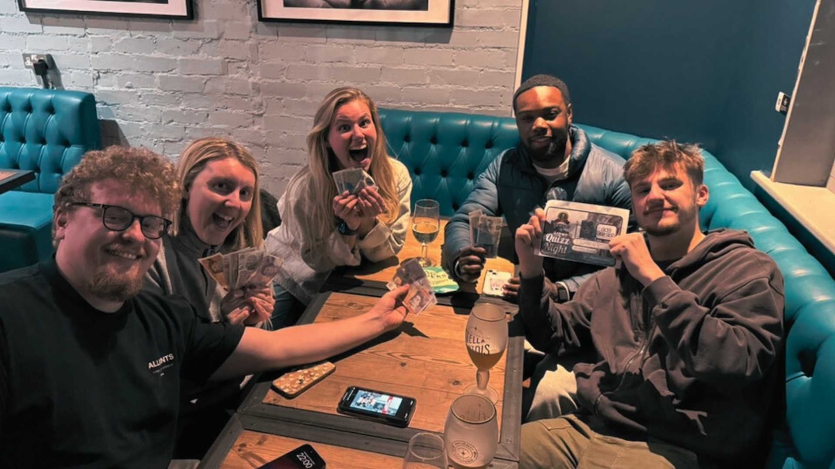 Team Celebration - Quiz night champions celebrating victory Birmingham venue